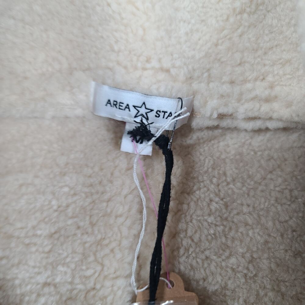 Area Stars Aurora bomber faux suede shearling cream Sz Med Cropped Minimalist - Picture 8 of 13